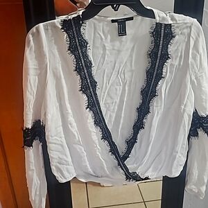 Forever 21 white and black shirt with lace